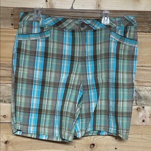 French Cuff size 12 Plaid Blue, Green, and Brown Bermuda Lightweight Shorts